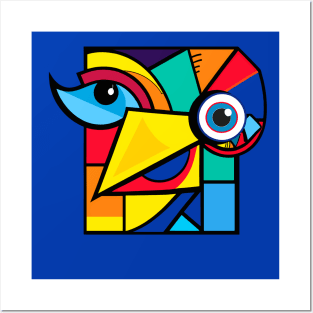 Funny Dove Bird - Cool Colorful Funky Geometric Cute Animal Design Posters and Art